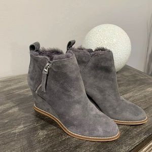 Dolce Vita Women's Gray Gill Faux Fur Lined Wedge Bootie, Women’s 8.5, NWOB
